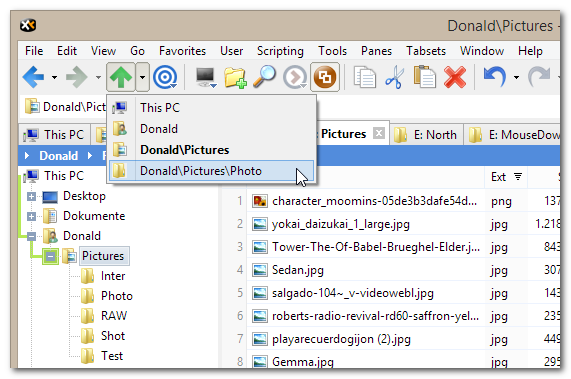 向上按鈕的麵包屑菜單