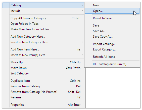 目錄面板右鍵菜單