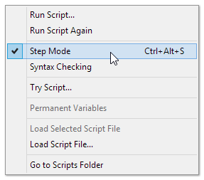 腳本菜單，單步模式